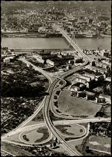 Ansichtskarte Köln Luftaufnahme Rhein Severinsbrücke mit Auffahrten 1959