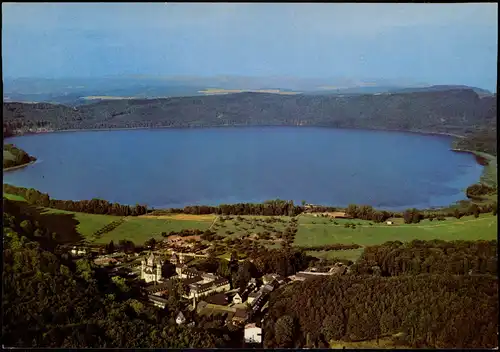 Glees (Vulkaneifel) Abtei Maria Laach vom Flugzeug aus, Luftbild 1967