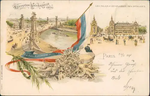 CPA Litho AK Paris EXPO 2 Bild Patriotika France 1900