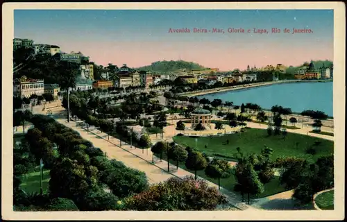 Postcard Rio de Janeiro Avenida Beira-Mar, Gloria e Lapa 1926