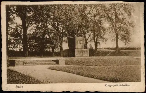 Ansichtskarte Stade Stood Kriegergedächtnisstätte 1928