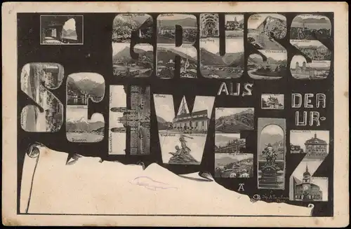Ansichtskarte .Schweiz Mikroskop-Karte Orte Schweiz Helvetia Suisse 1909
