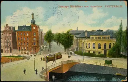 Amsterdam Amsterdam Tram Straßenbahn Plantage Middellaan met Aquarium 1914