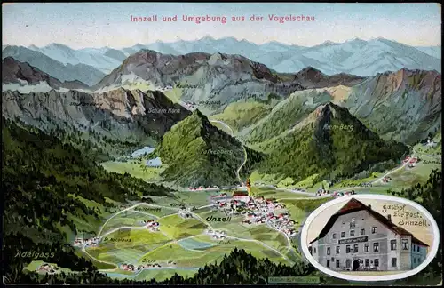 Inzell / Obb. Umgebung aus der Vogelschau & Gasthof Zur Post 1910