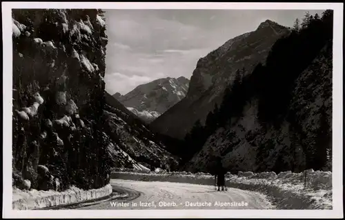 Inzell / Obb. Umland-Ansicht Ski-Läufer auf der Deutschen Alpenstraße 1940
