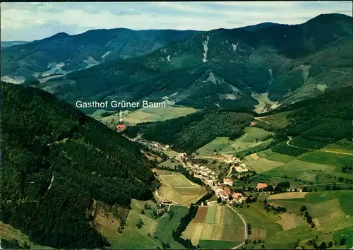 Simonswald Panorama-Ansicht mit Gasthof GRÜNER BAUM aus der Vogelschau 1973