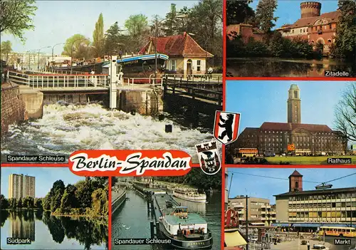 Spandau-Berlin Mehrbildkarte mit Zitadelle Spandauer Schleuse Südpark uvm. 1970