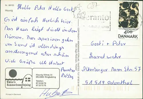 Postcard .Dänemark - Houvig Dänemark (Danmark, Luftaufnahme) 1980