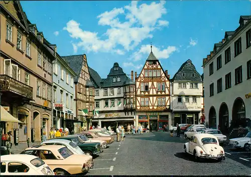 Limburg (Lahn) Kornmarkt Geschäfte Autos u.a. VW Käfer, Ford, Mercedes uvm. 1970