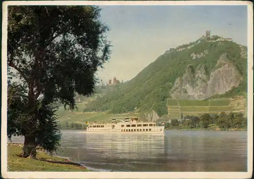 Königswinter Rhein Dampfer    1960   mit Bordpost-Stempel Motorschiff WIESBADEN