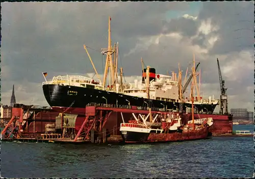 Ansichtskarte Hamburg Hafen mit Schiff im Hafen-Dock 1965