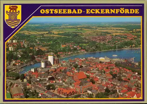 Ansichtskarte Eckernförde Luftbild vom Ostseebad mit Ostsee 1986