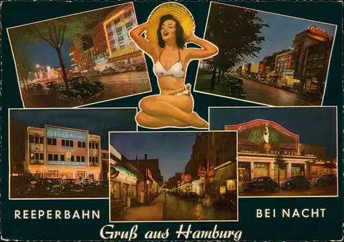 St. Pauli-Hamburg Reeperbahn Mehrbild-AK Bars  u.a. Zillertal, Cafe Keese 1955