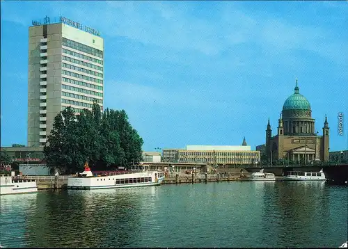Ansichtskarte Potsdam Interhotel "Potsdam" mit St. Nikolaikirche 1988