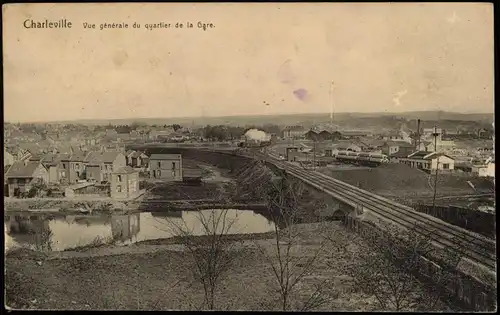 Charleville-Mézières  quartier de la Gare. 1915  gel Feldpoststempel