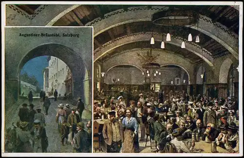 Ansichtskarte Salzburg Augustiner-Bräustübl - 2 Bild 1919