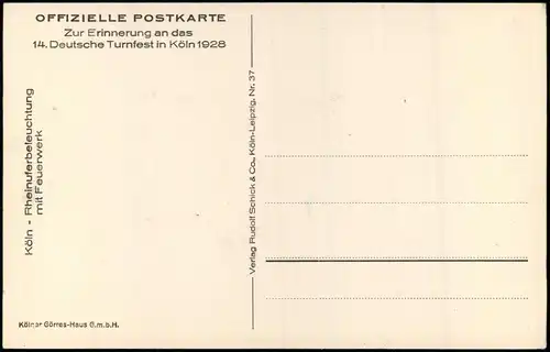 Ansichtskarte Köln Panorama bei Nacht - Feuerwerk 1928