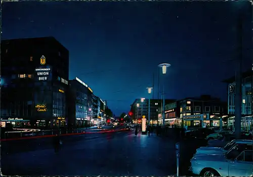 Münster (Westfalen) Partie am Hauptbahnhof am Abend / bei Nacht 1970