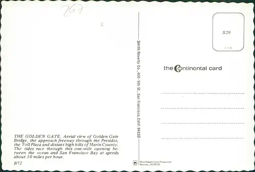 San Francisco Golden Gate Bridge Aerial View, Luftaufnahme Brücke 1970