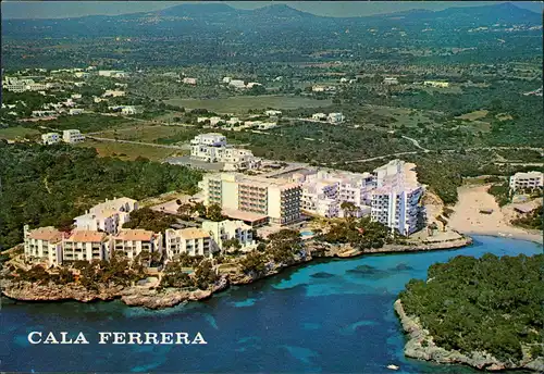 Mallorca CALA FERRERA CALA D'OR vom Flugzeug aus, Luftbild Mallorca 1984