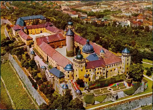 Würzburg Festung Marienberg vom Flugzeug aus, Luftaufnahme 1981