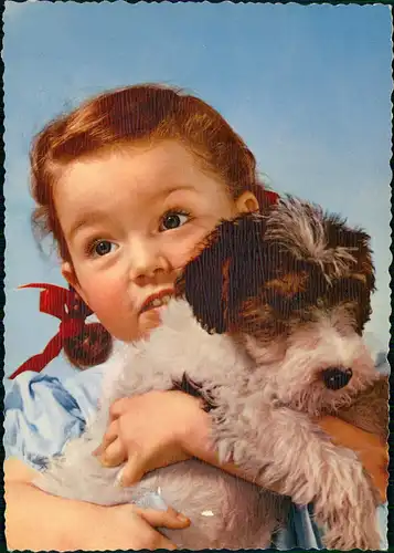 Ansichtskarte  Menschen Soziales Leben & Kinder: Kind Mädchen mit Hund 1970