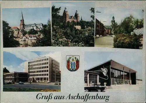 Aschaffenburg Stiftskirche Schloss Sandkirche Justizgebäude Bahnhof  1960