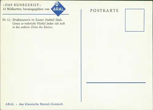 Steele-Essen (Ruhr) Straßenszenerie ARAL Werbekarte Künstlerkarte 1960