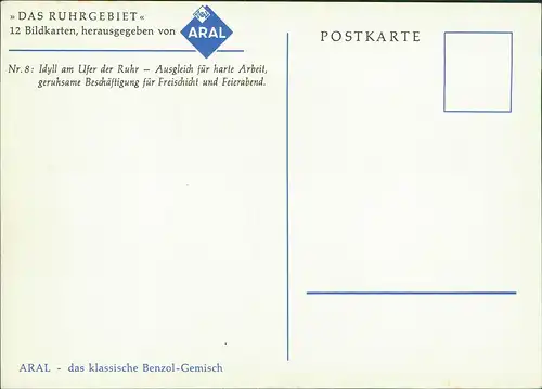 .Nordrhein-Westfalen Ruhrgebiet ARAL Werbekarte Idyll am Ufer der Ruhr 1960