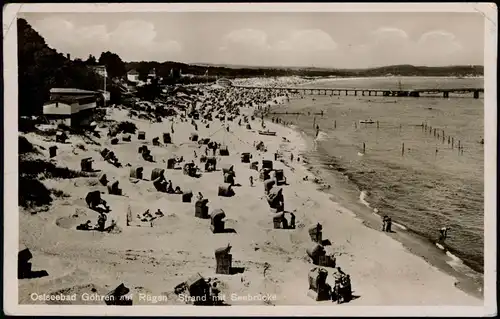 Ansichtskarte Göhren (Rügen) Strand, Seebrücke - Pavillon 1937