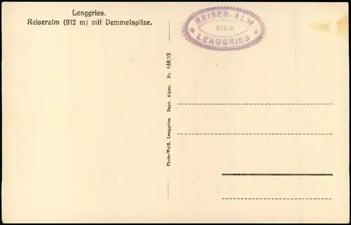 Ansichtskarte Lenggries Reiser Alm. 1923