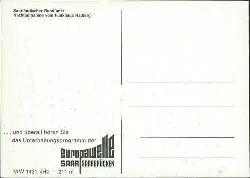 Saarbrücken Saarländischer Rundfunk Nachtaufnahme vom Funkhaus Halberg 1980