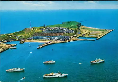 Helgoland (Insel) Panorama-Ansicht, Schiffe, Insel vom Flugzeug aus 1970