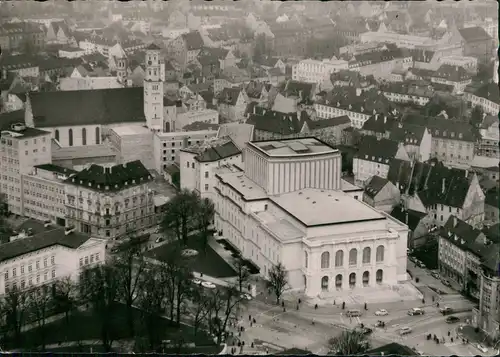 Augsburg STADTTHEATER Theater vom Flugzeug aus, Luftaufnahme 1955