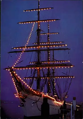 Segelschulschiff Gorch Fock beleuchtet, Schiff Ship Sailing 1970