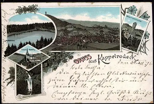 Litho AK Kappelrodeck Schloss, Brigittenschloss, Mummelsee - Gruss aus 1897