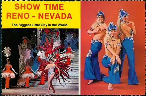 Postcard Reno SHOW TIME The Biggest Little City in the World 1960