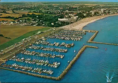 Ansichtskarte Grömitz (Holstein) Luftbild, Yacht-Hafen vom Flugzeug aus 1985