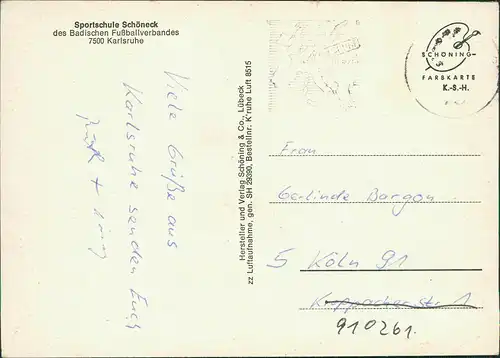 Karlsruhe Luftaufnahme Sportschule Schöneck des Badischen Fußballverbandes 1970