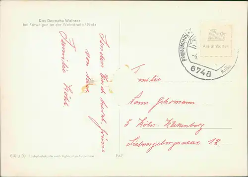 Schweigen-Rechtenbach Deutsches Weintor, Winzer Trauben-Ernte Weinberge 1960