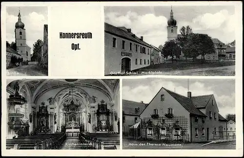Konnersreuth (b Tirschenreuth)  mit Gasthof Schiml Marktplatz 1955 10 Pf. GAUSS