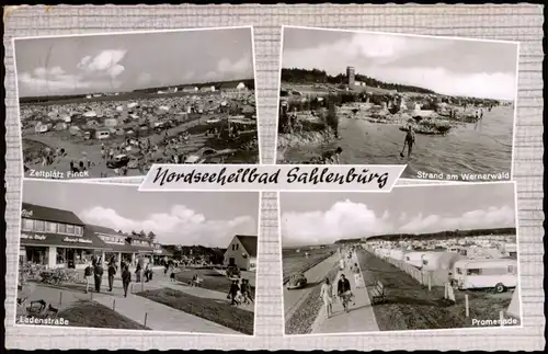 Sahlenburg Cuxhaven MB-AK Strand Wernerwald Zeltplatz Finck Ladenstraße 1960