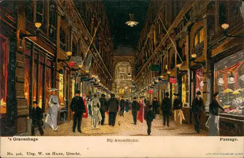 Postkaart Den Haag Den Haag Bij Avondlicht. Passage - Künstlerkarte 1909