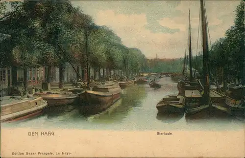 Postkaart Den Haag Den Haag Bierkade, Schiffe 1912
