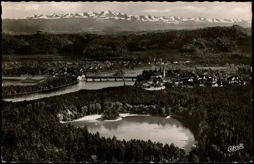 Ansichtskarte Bad Säckingen Luftbild Luftaufnahme Stadt, Alpen 1956