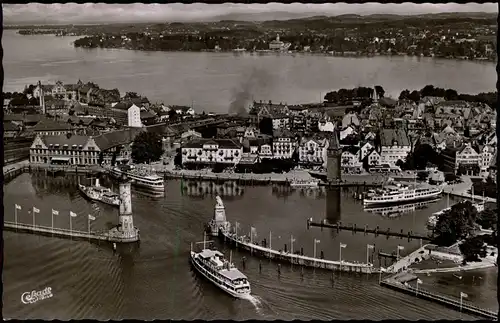 Ansichtskarte Lindau (Bodensee) Hafen aus der Vogelschau-Perspektive 1967