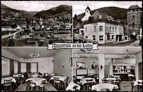 Dausenau Mehrbild-AK mit Hotel Restaurant Metzgerei ZUR ALTEN EICHE 1960
