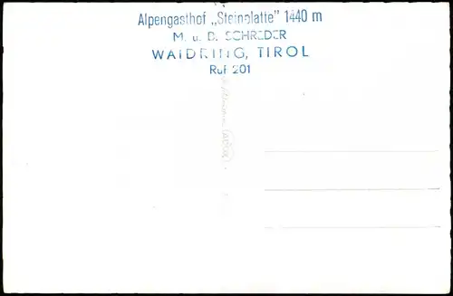 Waidring in Tirol Alpengasthof Steinplatte 1440 m - Fotokarte 1959