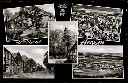 Aerzen (LK Hameln-Pyrmont) Mehrbildkarte mit Ortsansichten, Burg, Luftbild 1967