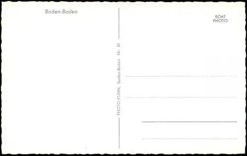 Ansichtskarte Baden-Baden Stadtblick - Fotokarte 1962